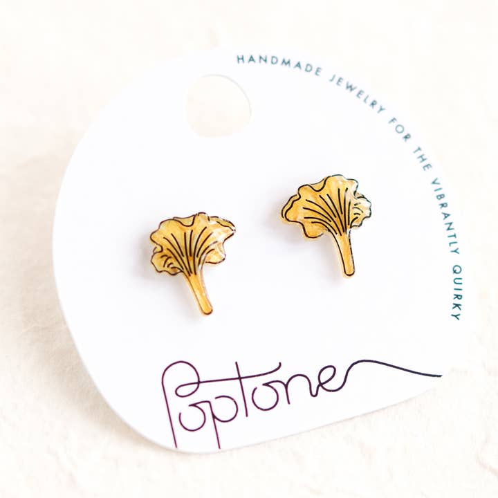 Pendientes de setas amarillas Chanterelle para venta al por mayor de Poptone Co.