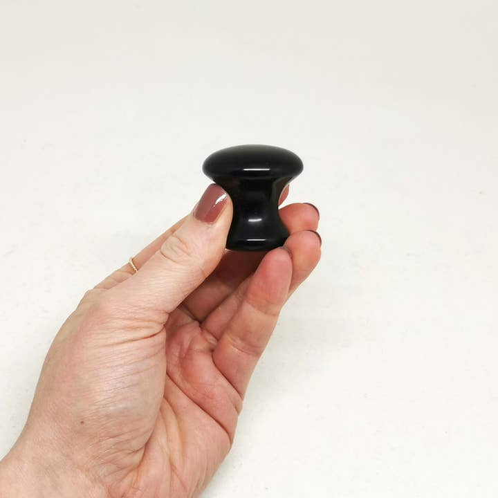 YA BEAUTY - Wholesale Gua Sha Tool - Black Obsidian Mushroom | Eye Restorer & De-Puffing