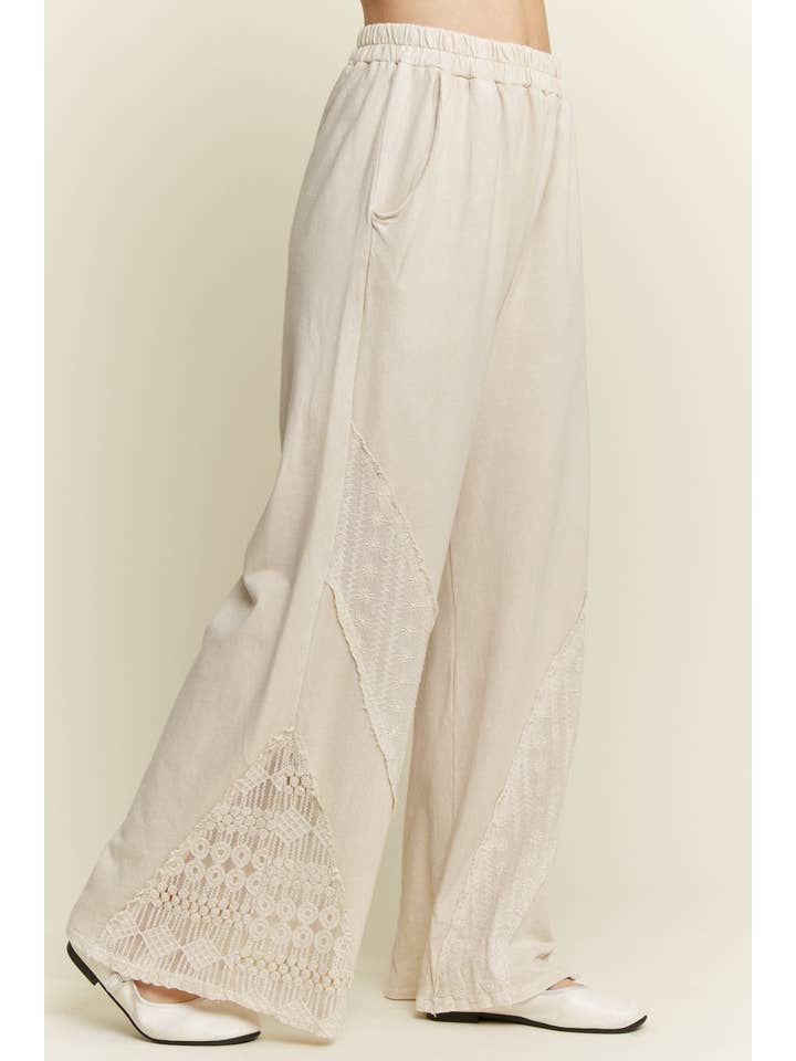 Natural Mineral Washed Eyelet Lace Detailed Pants HP6412 for wholesale on Faire3