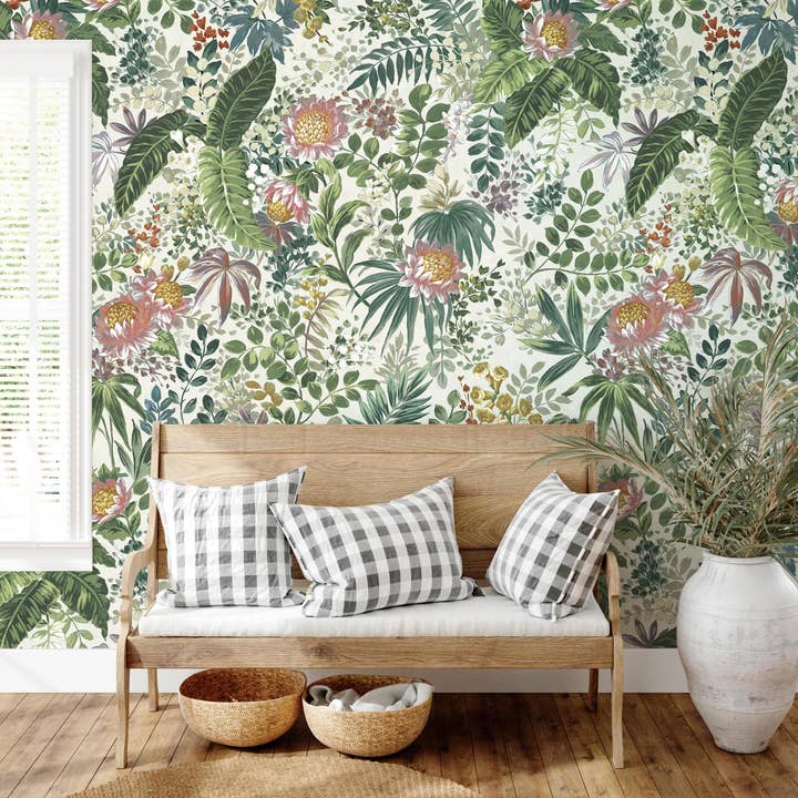 Beverly Floral Peel and Stick Wallpaper Mural, 108" x 78" for wholesale by Tempaper & Co ®
