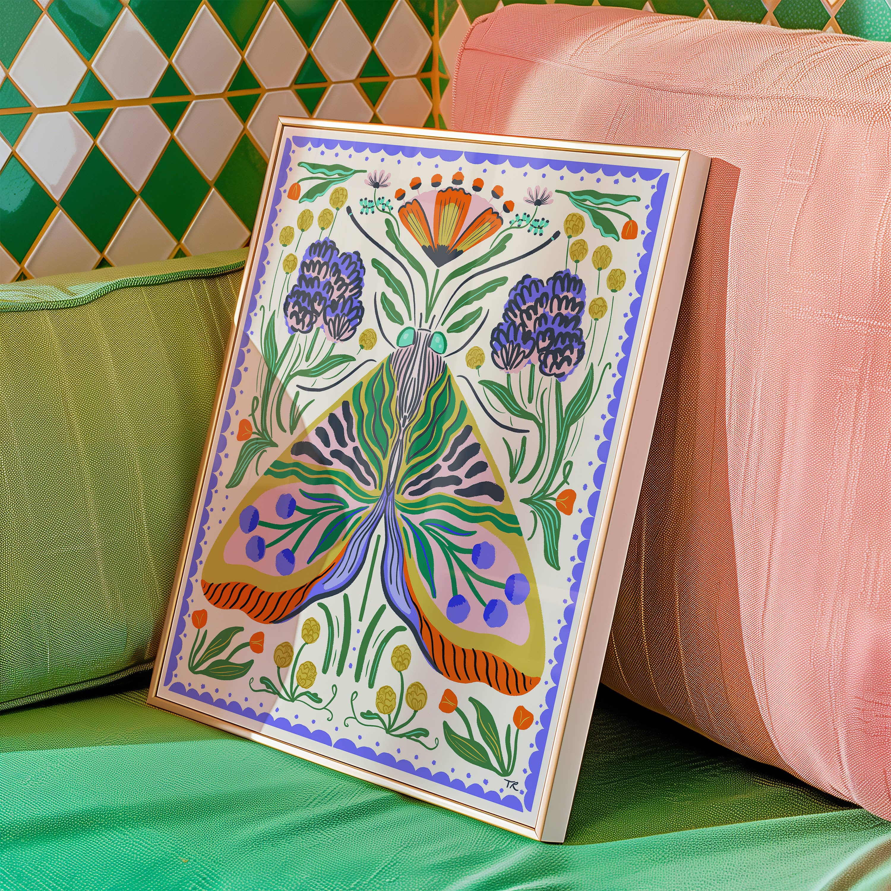 Tara Reed - Wholesale Art Print - "Maximalist Folk Moth" - 8" x 10" Giclée Art Print1