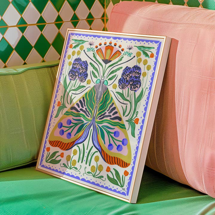 Tara Reed - Wholesale Art Print - "Maximalist Folk Moth" - 8" x 10" Giclée Art Print1