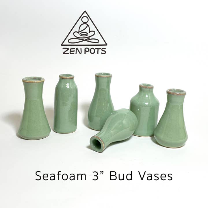 Seafoam Green Ceramic Bud Vase Mini Bottles for Flowers for wholesale by Zen Pots