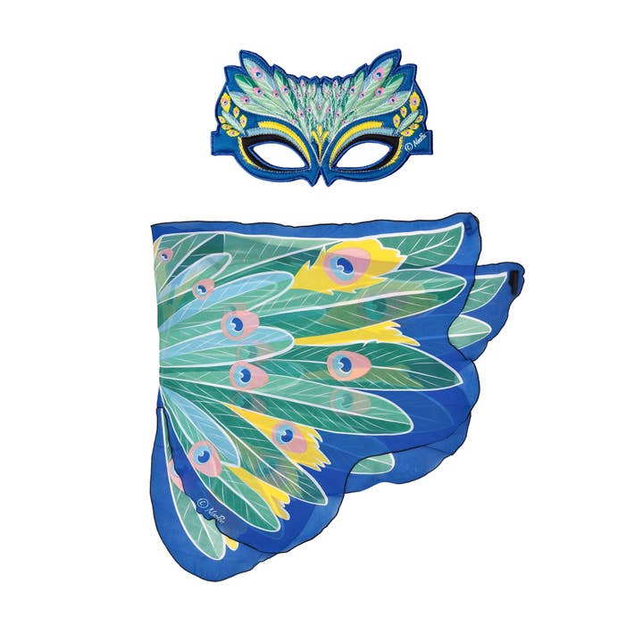 DREAMY DRESS-UPS® - Wholesale Costume - Kids - Peacock Wings + Mask (Kids Cape Costume Set)