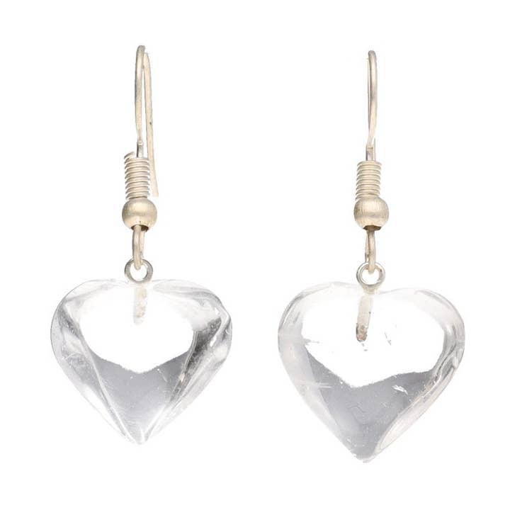 White Quartz Heart Earrings in Silver Plating for wholesale by Vives de la Cortada S.L