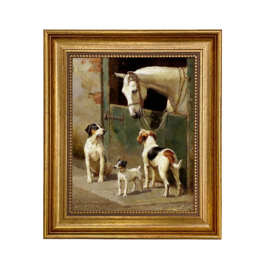 Madison Bay Co. - Historical Home Decor Reproductions - Wholesale Art Print - Dog and Horse at Stable Vintage Painting Print on Canvas11