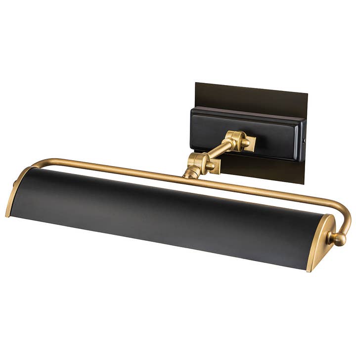 Winchfield Medium Picture Light in Aged Brass and Matte Black for wholesale by Lucas McKearn