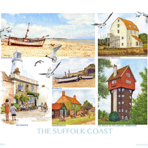 Suffolk Coast multi image, A4 print for wholesale by Robinson Collection