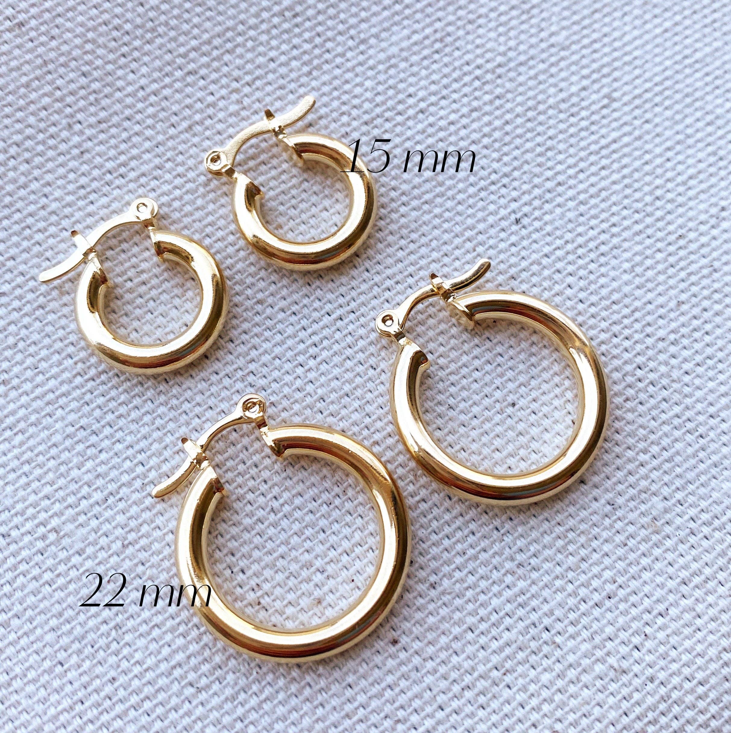 GoldFi - Wholesale Hoop Earrings - Very Light 18k Gold Filled Medium Thick Selena Hoop Earrings6