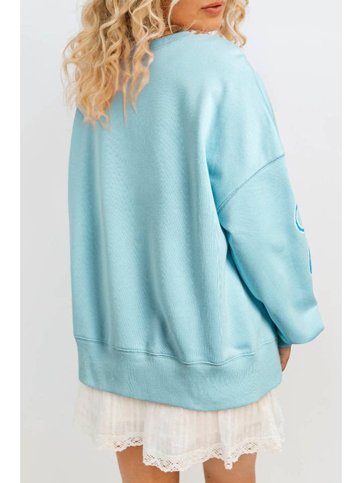 PRETTY BASH - Wholesale Sweatshirt - Women's - DO NOT PUBLISH - Sequin Bow Drop Shoulder Sweatshirt