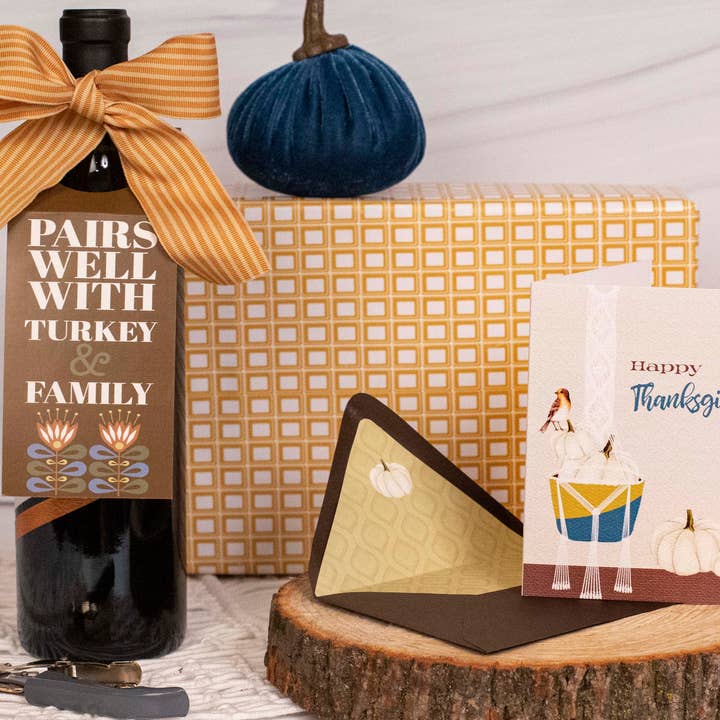 Mod Lounge Paper Company - Wholesale Thanksgiving Card - Boho Macrame Thanksgiving Fall Host Hostess Greeting Card2