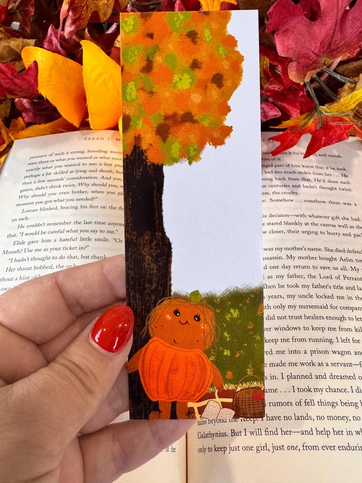 Bookmark for Fall, Patch's Picnic, For Readers and Book Lovers, Autumn Season for wholesale by Outfolded