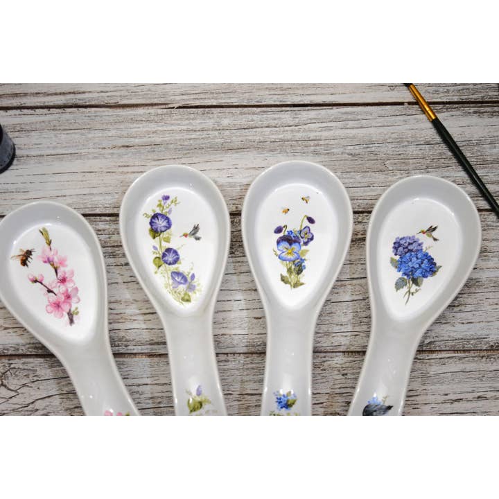 FeathersNFerneStudio – Großhandel Löffelablagen – Florale Keramik-Löffelablage