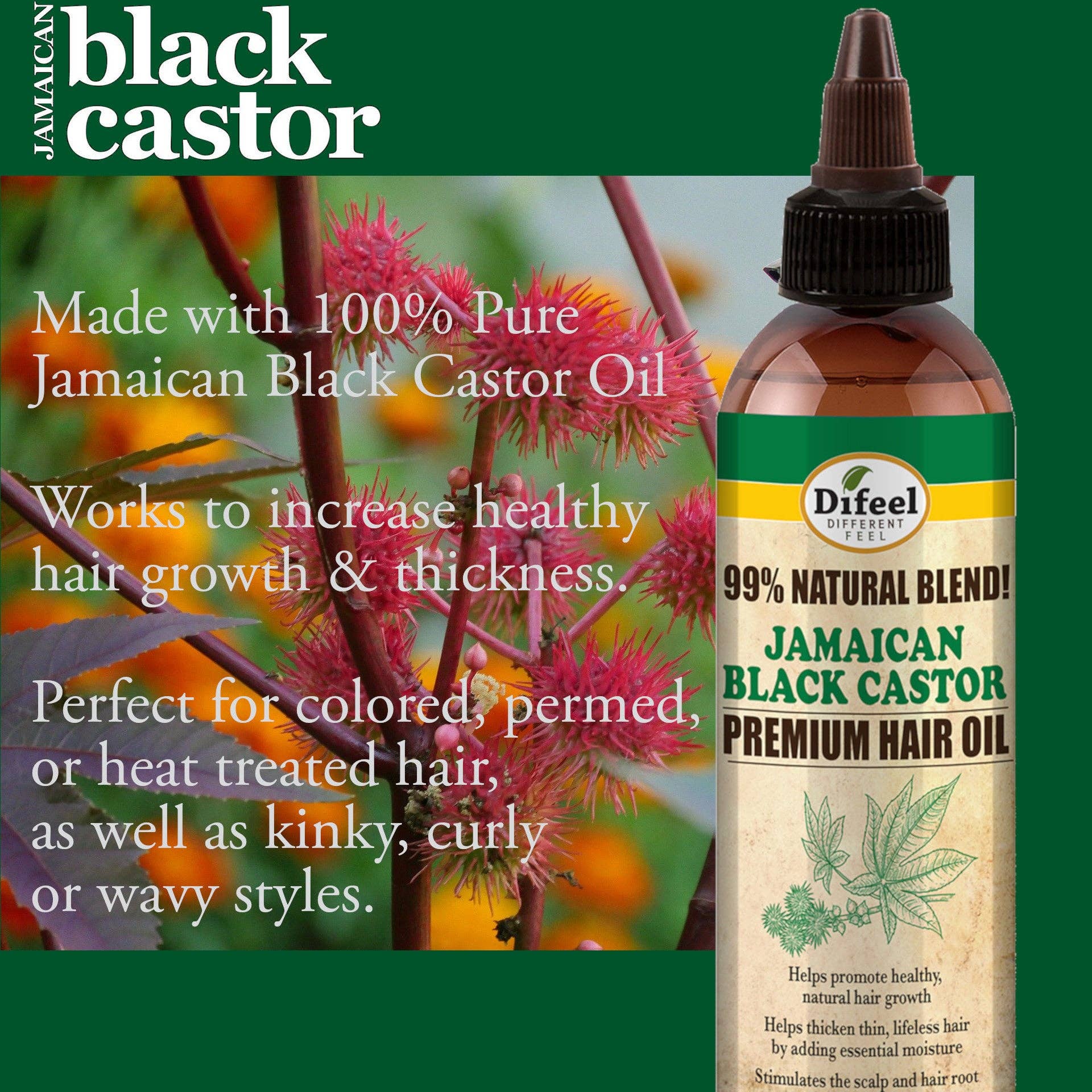 Difeel - Wholesale Hair Oil - 99% Natural Premium Jamaican Black Castor Hair Oil 8 oz.1