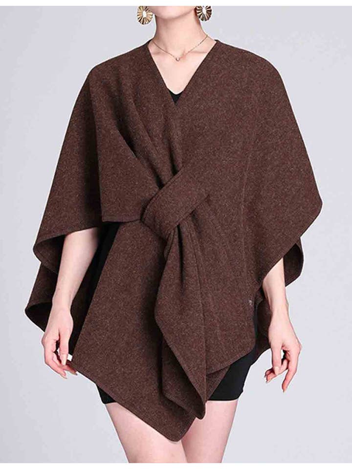 Sweetkama - Wholesale Cape – Women's - Ladies Solid Color Short Sleeves Knit Shawl Cape8