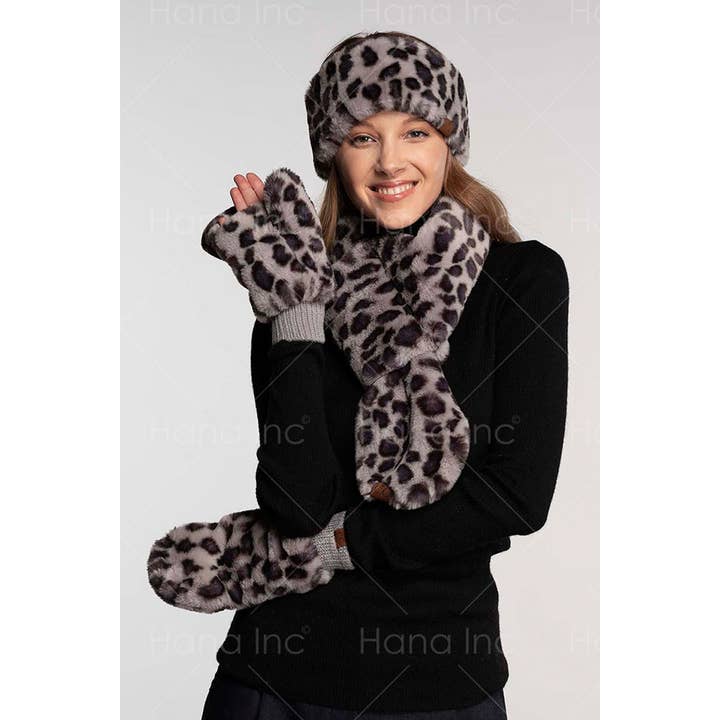 Hana – Engroshandel Vanter - Dame – C.C vanter i imiteret pels med leopardmønster3