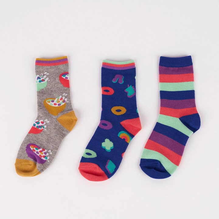 Cereal-ously the Best Junior Crew Socks 3-Pack for wholesale by Sock it To Me