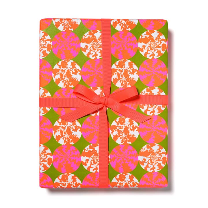 Red Cap Cards - Wholesale Flat Wrap - Peppermint Candy wrapping paper0