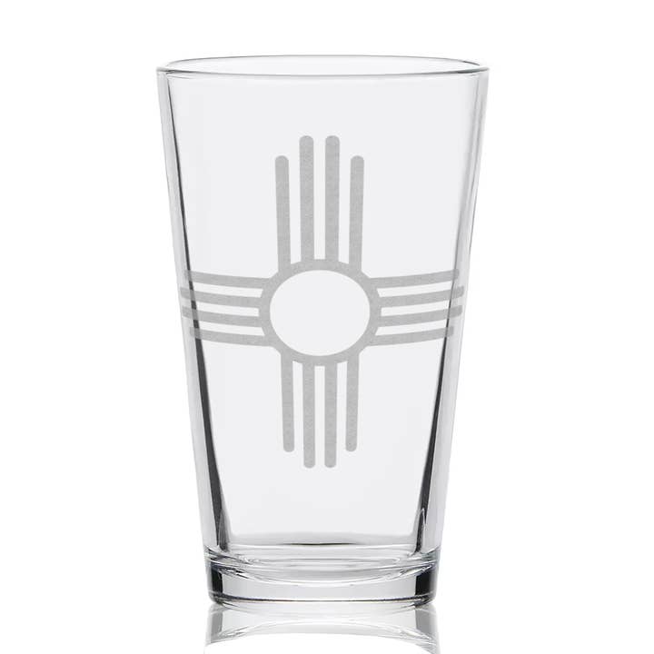 NEW MEXICO EMBLEM Engraved 16oz Pint Glasses for wholesale by LumEngrave