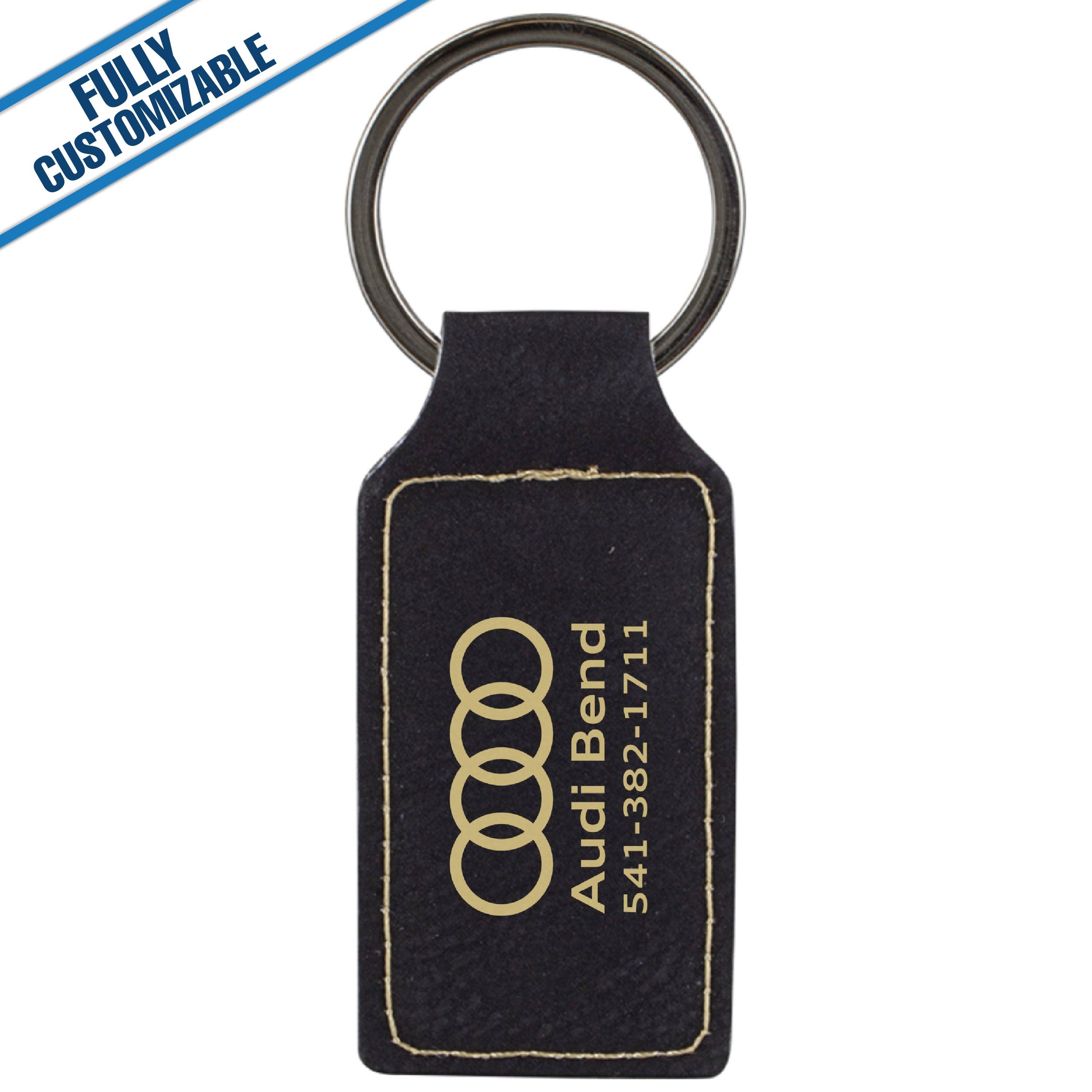 GiftWorksPlus - Vente Porte-clés – unisexe - Porte-clés rectangulaire en similicuir gravé - Entièrement personnalisable0