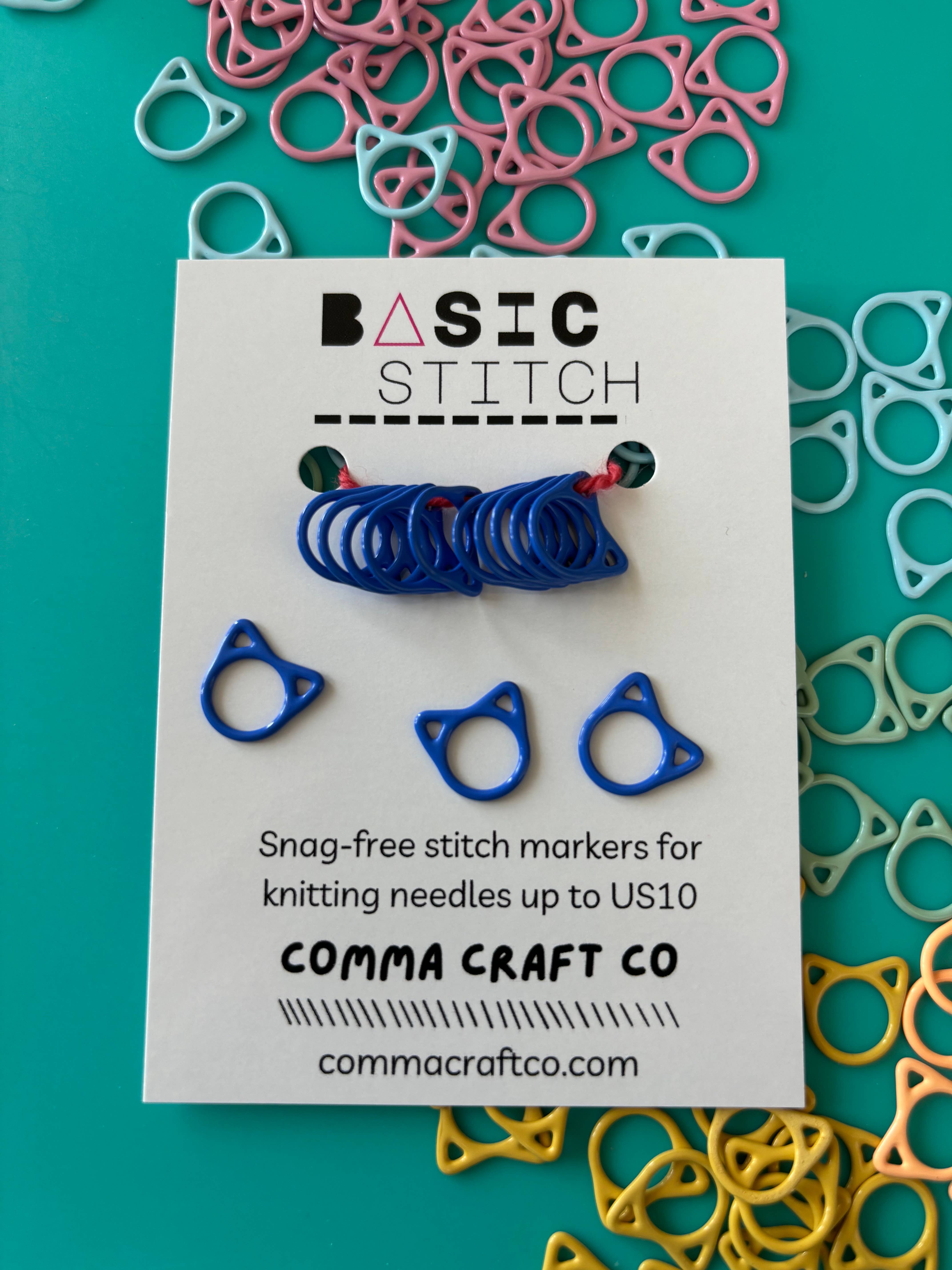 Comma Craft Co - Wholesale Knitting/Crochet Supplies - Basic Stitch Set Snag-Free Metal Stitch Markers Cat + Hearts3