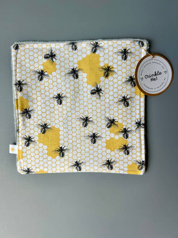 Meant to Bee Minky Crinkle Sensory Toy for wholesale by Port & Starbird