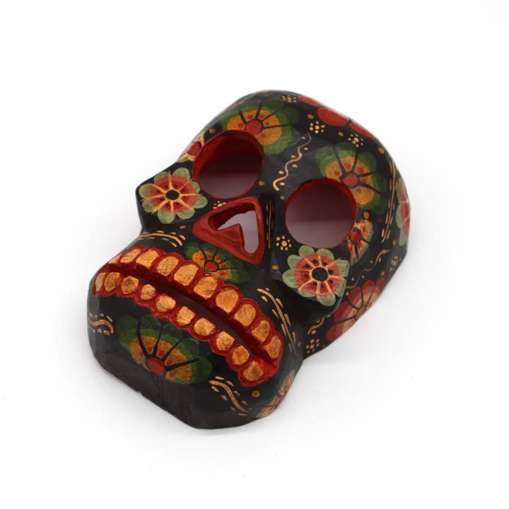 Masque Catrina en bois sculpté à la main - Noir pour la vente par La Casa Cotzal S.A.