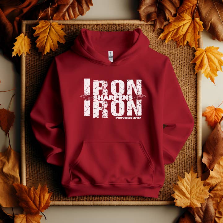 Love Ann Joy Apparel, LLC - Wholesale Hoodie - Men's - Iron Sharpens Iron Hooded Bible Verse Christian Sweatshirt3