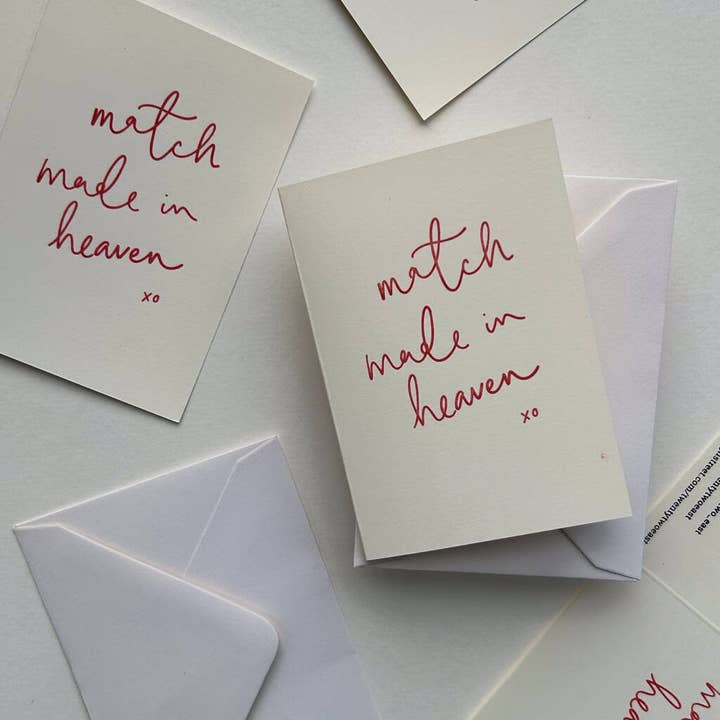 Match made in heaven, valentines card for wholesale by Twenty two east