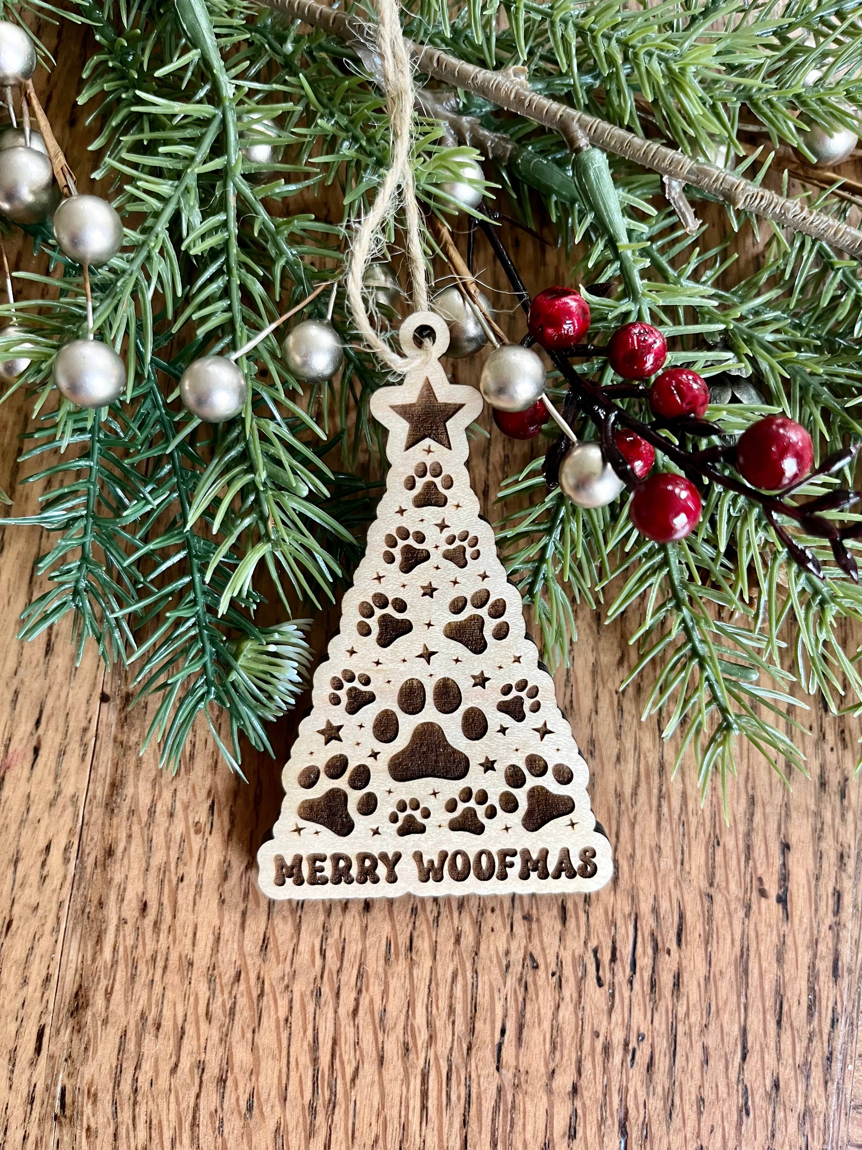 Rustic Raleigh - Wholesale Ornament - Merry Woofmas Dog print tree pet Wooden Christmas Ornament3