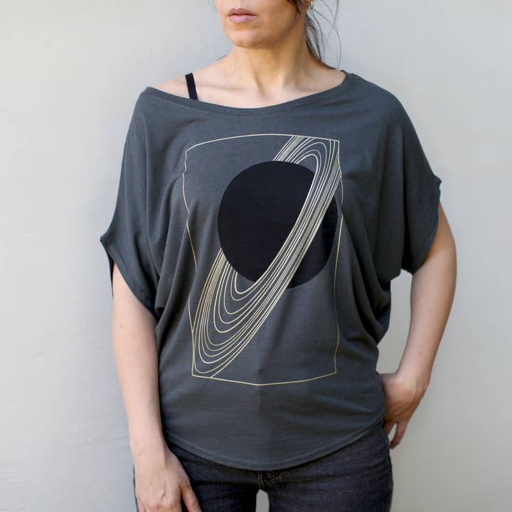 Rings of Saturn Women's Dolman Sleeve Bamboo Tee Made in USA for wholesale by Blackbird Supply Co.