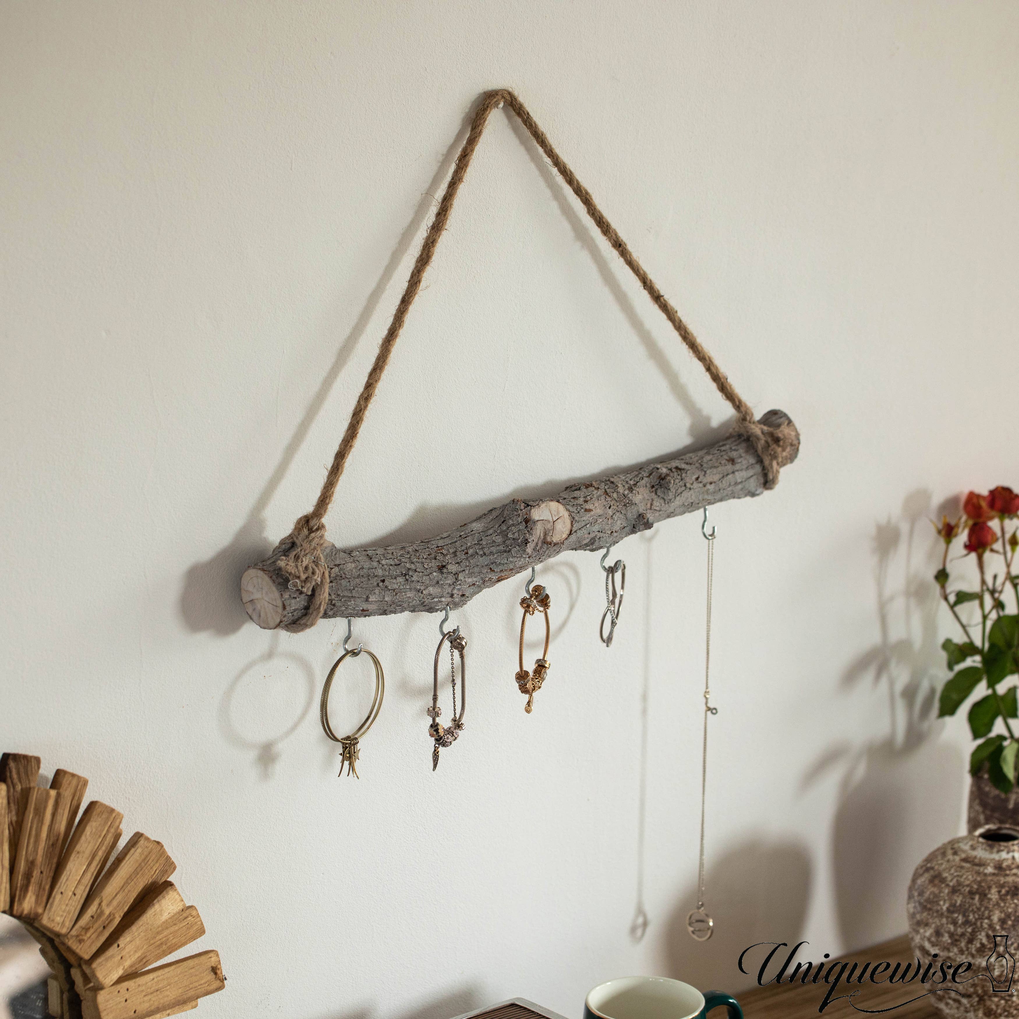 Quickway Imports - Wholesale Wall Accent - Uniquewise 19-inch Natural Decorative Jujube Wooden Log Hang10