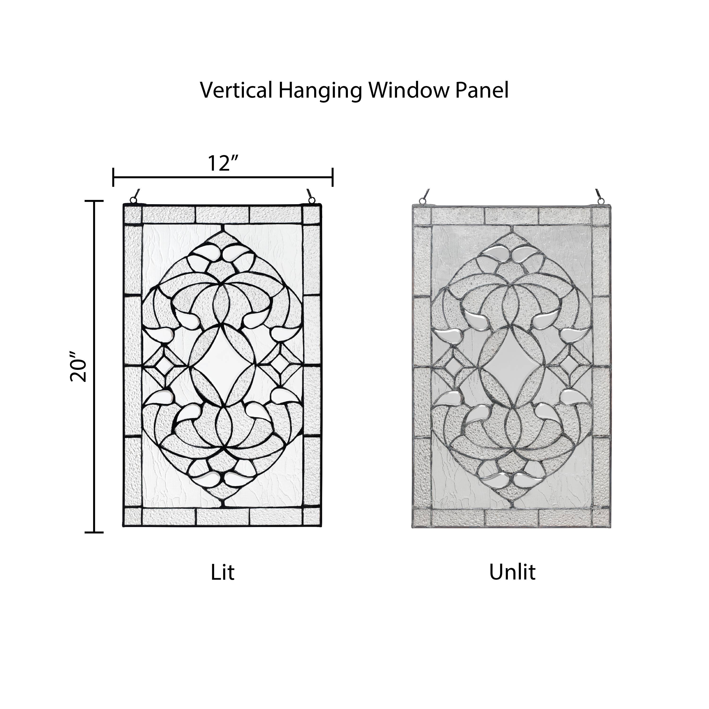 River of Goods - Vente Panneaux décoratifs - Panneau de fenêtre en verre biseauté floral transparent de 20 po H2