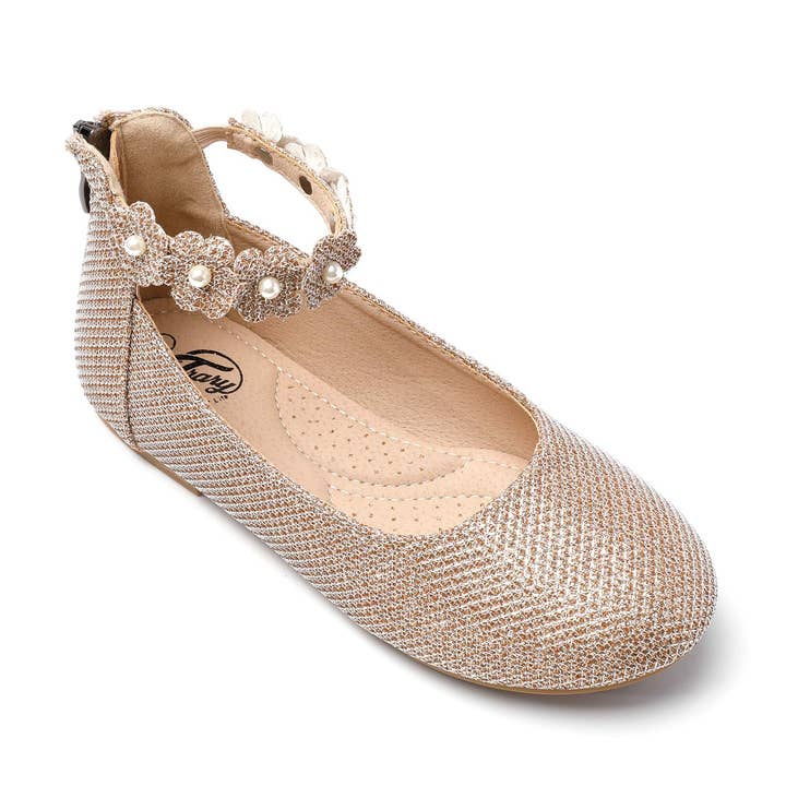 Girls Ankle Strap Ballet Flats with Zip for wholesale by Trary