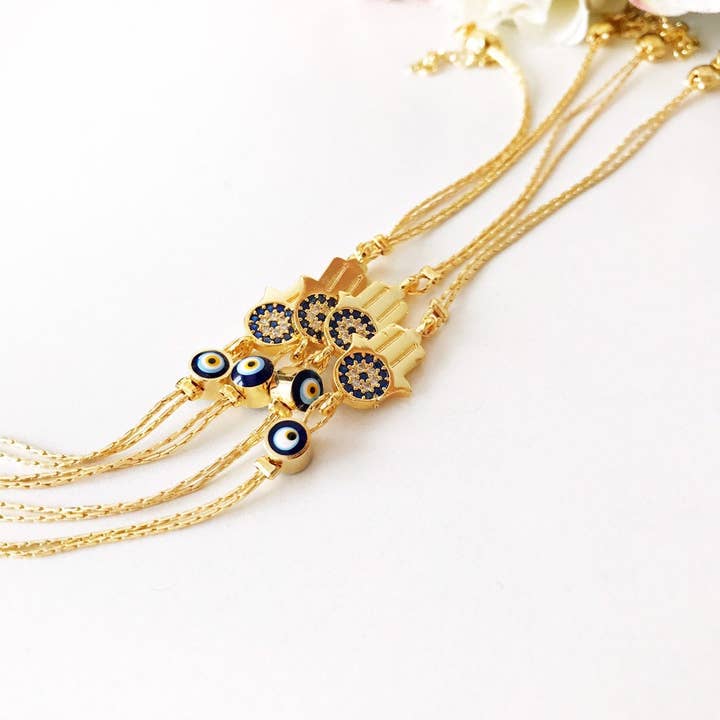Evileyefavor - Wholesale Charm/Dangle Bracelet - Hamsa Evil Eye Bracelet, Gold Chain Bracelet, Greek Jewelry8