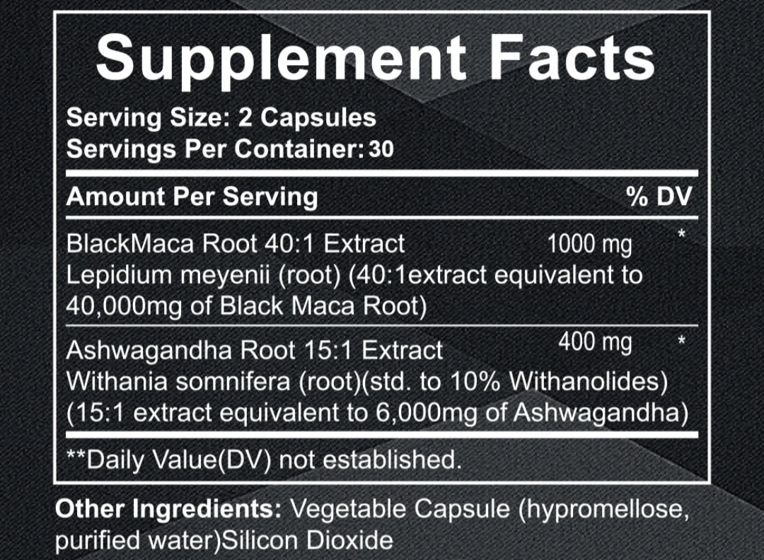 Xcelerate Health - Wholesale Oral Supplement/Vitamin - PowerBoost Black Maca, Ashwagandha Supplement for Focus6