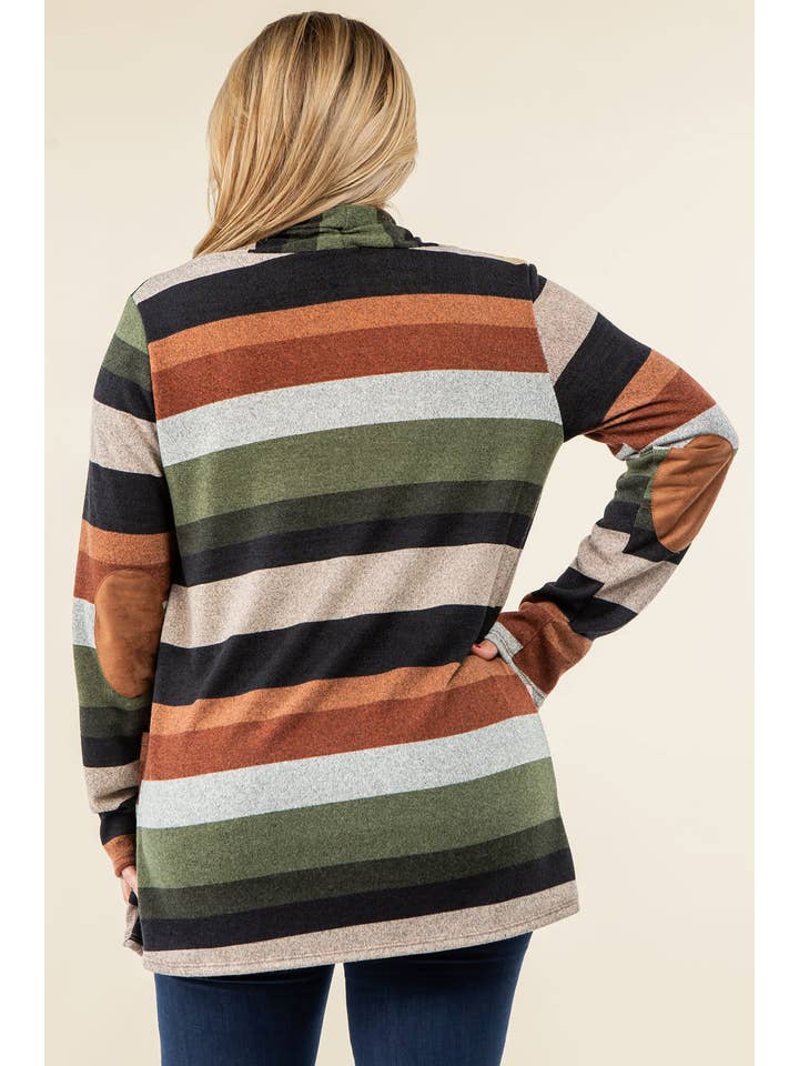 EG fashion - Wholesale Cardigan - Dames - Plus suède elleboogpatch open vest met zakken3