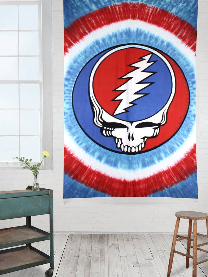 Grateful Dead Tapestry Patriotic Stealie Tie Dyed Tapestries for wholesale by Sunshine Joy