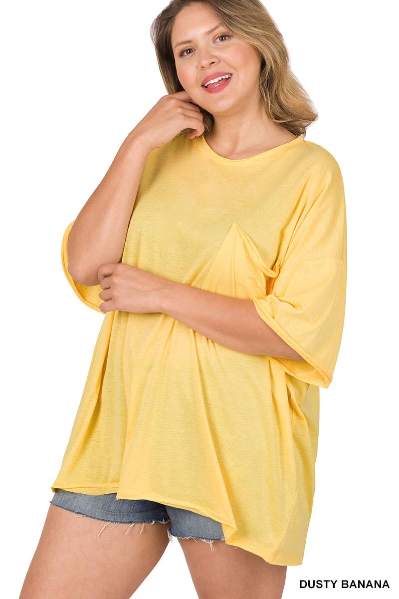 42POPS – Engroshandel T-shirt – til kvinder – 42POPS Plus Oversized boyfriend t-shirt med rå kanter0