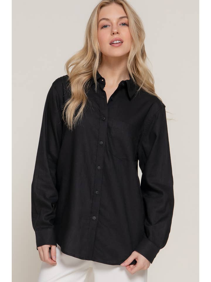 Active Basic | Active USA - Wholesale Button Down Shirt - Women's - Long Sleeve Linen Blend Shirt17