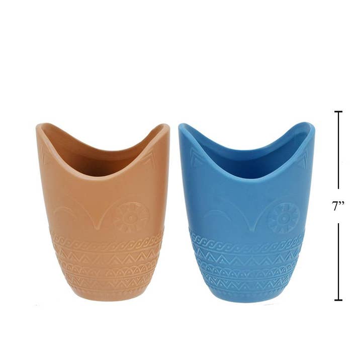 Vase en céramique Hibou, deux tailles 4,75 x 6,75 pouces, couleurs assorties pour la vente par Truu Design