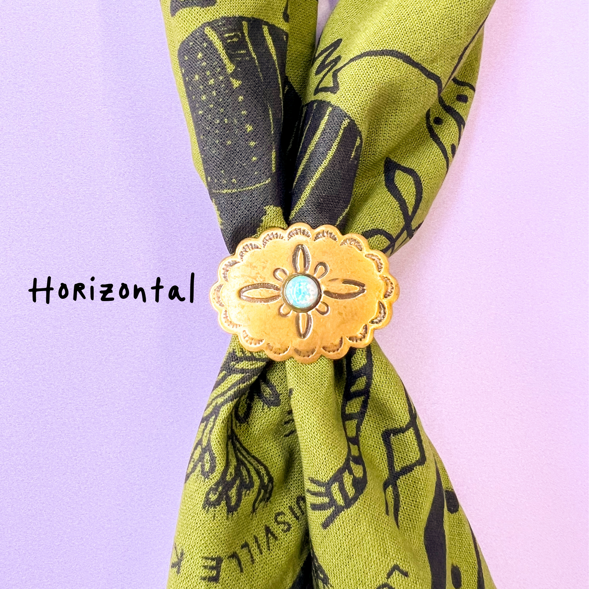 Velvet Outlaw - Wholesale Bandana - Unisex - Gold Opal Concho Bandana Slide0