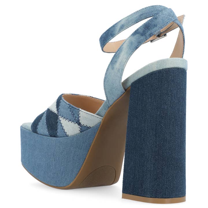 Journee - Wholesale Platform Heels - Women's - Asherby Strappy Heeled Sandals In Fabric