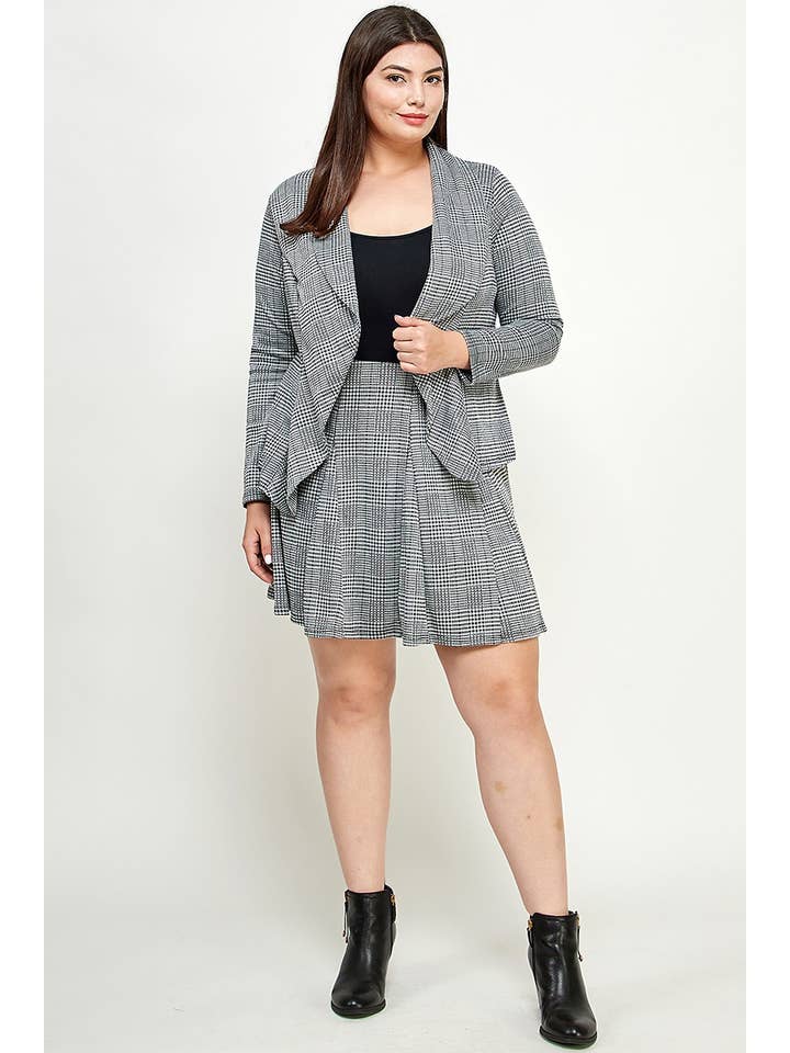 Haute Fox Plus Size & Contemporary - Wholesale Skirt - Women's - Plus Size Plaid Knit Aline Skirt KY18157-SK