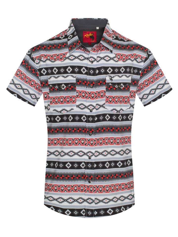 Chemise homme western à boutons pression en perles imprimé aztèque-MPS110S-1057 pour la vente par Rodeo Clothing