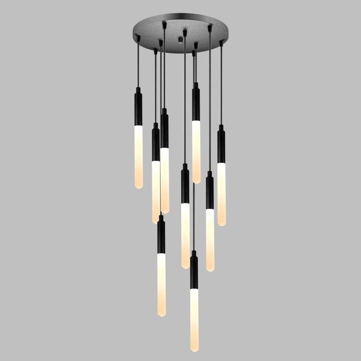 Eclipse Lighting - Wholesale Chandelier/Hanging Light - LED Tube Modern Multi Pendant Light for Staircase, Stairwell Chandelier, Slim Tube Pendant Light, 3 Story Pendant Light, Light Fixture17