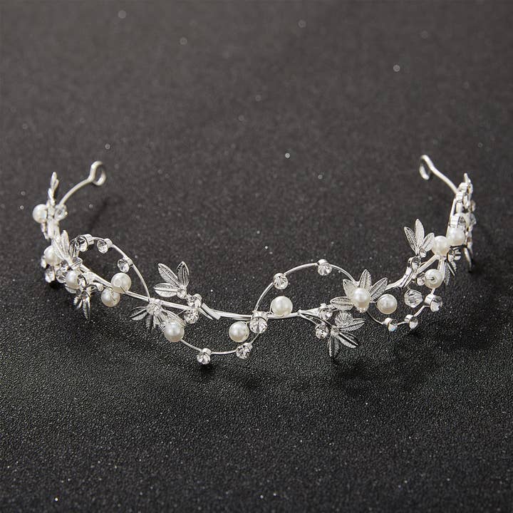 SWEETV Premium Alloy Leaf Headband for Women, Silver for wholesale on Faire