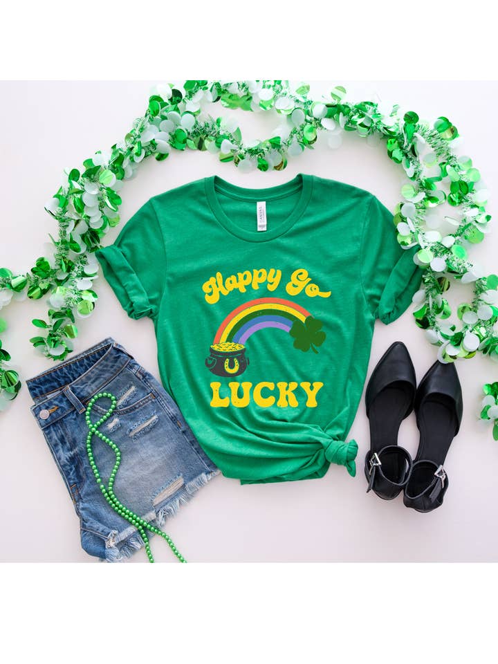 Vazzie Tees - Wholesale T-Shirt (Graphic) - Women's - Happy Go Lucky St Patrick's Day Shirt