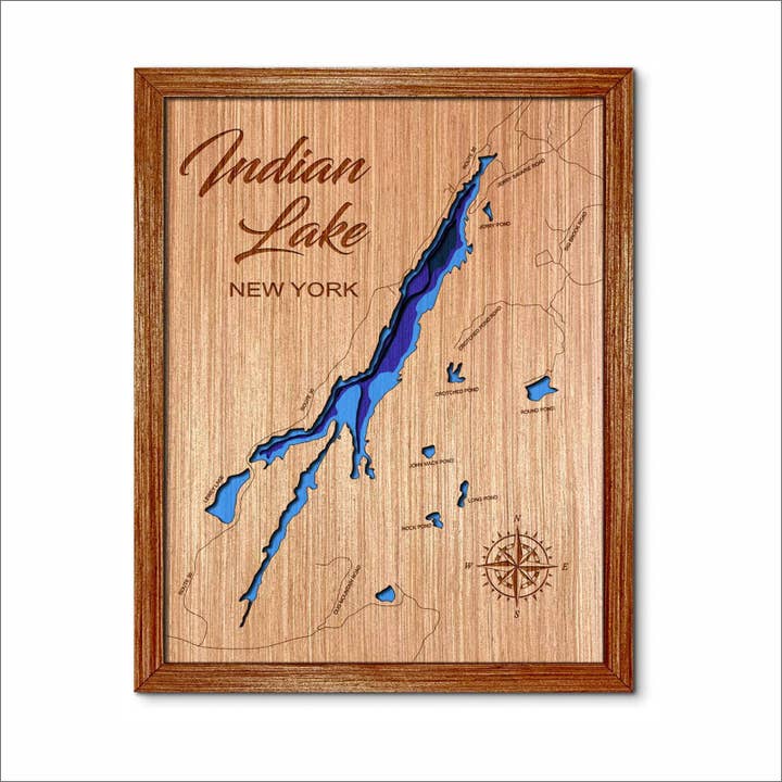 Indian Lake, NY Tiefenkarte - Wohn- & Wanddekoration für den Großhandel von Premier Gifts and More