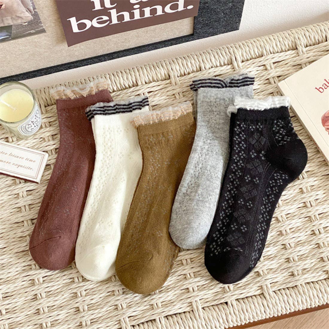 Funkyrel® Atzbranding Limited - Wholesale Socks - Women's - Rufia - Lace Trim Mesh Ankle Socks5